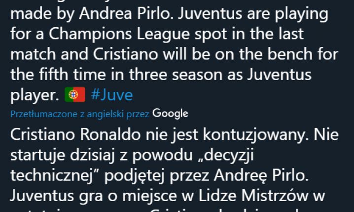 DLATEGO Ronaldo usiadł dziś na ławce rezerwowych...